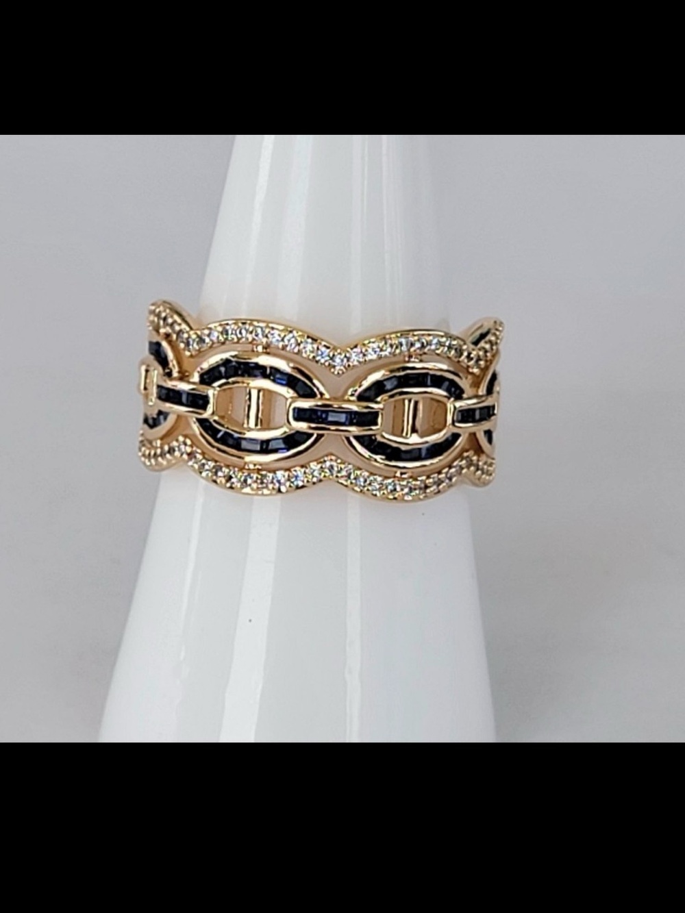 Bomb Party Sept 2026 Out of Office Lab Created Sapphire Gold Plated Ring Sz 8